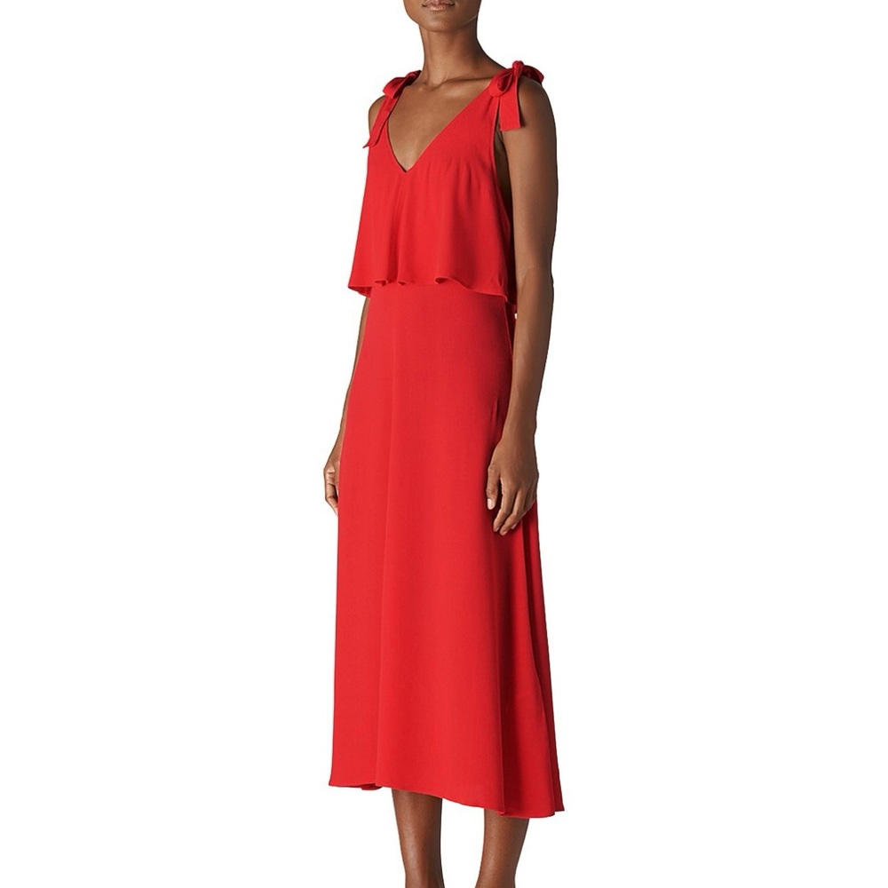 Red Sleeveless Tie Detailing Dress